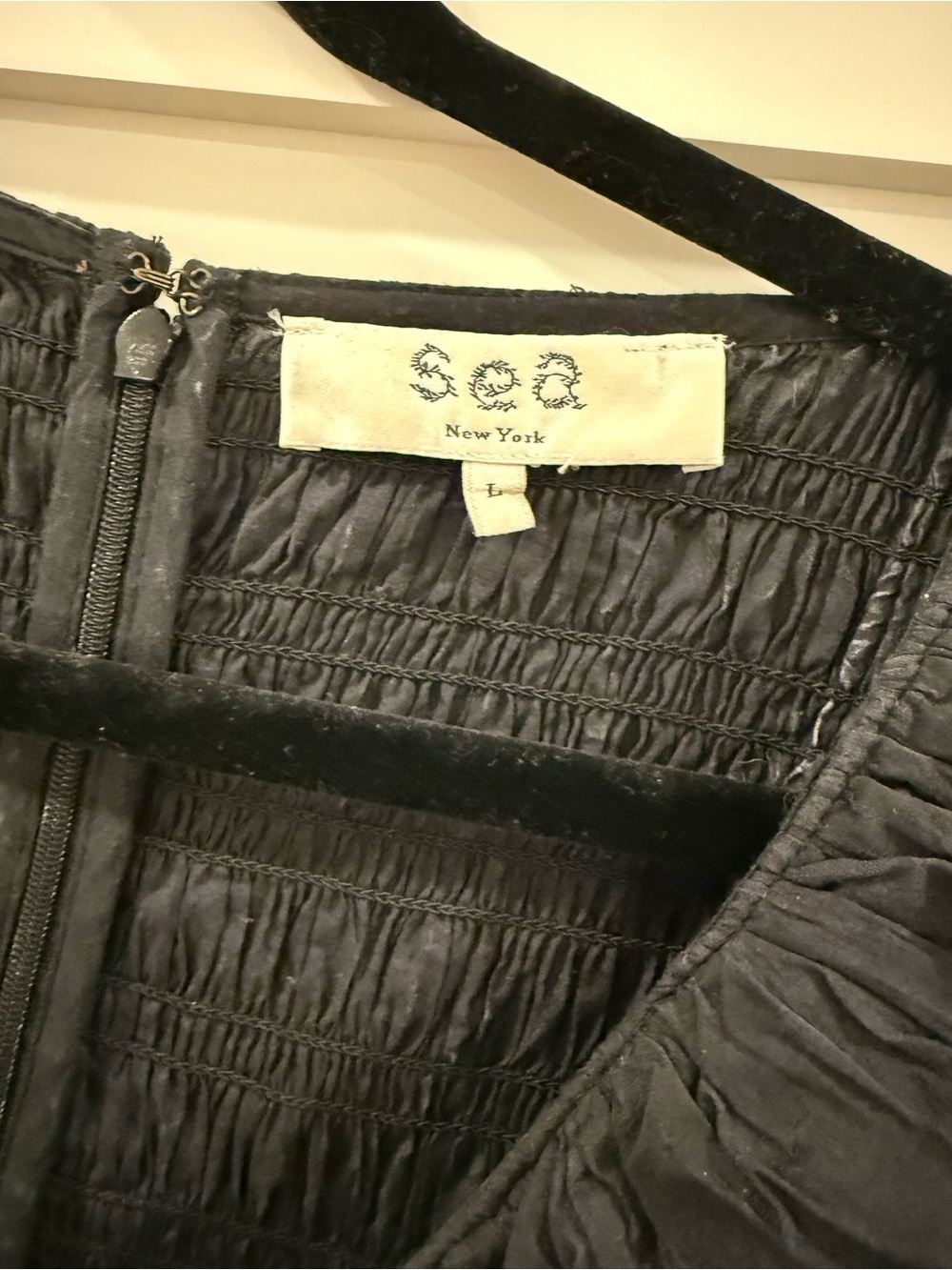 NWOT Sea NY Midi Puff-Sleeve Black Dress with Ruffle Collar - Picture 2 of 3